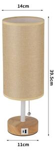 Brilagi - Настолна лампа с USB порт TABLON 1xE27/25W/230V дъб/бял/бежов