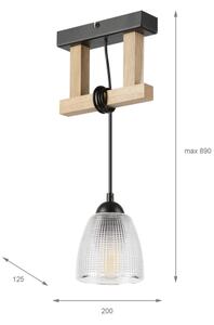 Полилей на кабел LEANDRA 1xE27/15W/230V дъб/черно