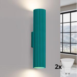 Brilagi - LED стенно осветително тяло CRESTO 2xGU10/10W/230V 30 см тюркоазено