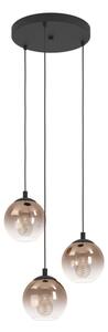 Eglo 901925 - Полилей на кабел ARISCANI 3xE27/60W/230V черен/бежов/опушен