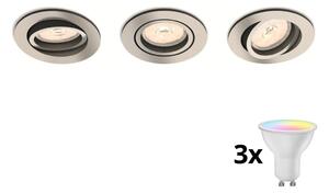 Philips 50393/17/PN – комплект 3x LED RGBW димируеми вградени осветителни тела 1xGU10/4,8W/230V хром + дистанционно управление