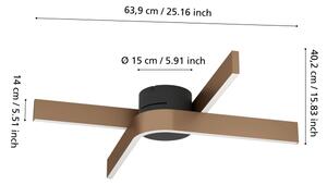 Eglo 901863 - LED RGBW димируемо таванно осветително тяло FOLCINO-Z 2xLED/18W/230V медно/черно