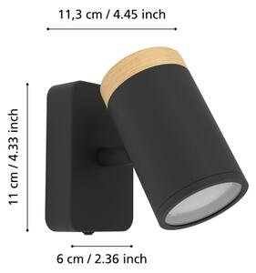 Eglo 300001 - Настенно точково осветително тяло за баня CONSUMA 1xGU10/3W/230V IP44 черно/бежово