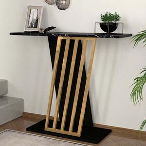 Конзола Gravity TopMebel от меламин с ефект на черен мрамор - златен цвят 90x29,6x76,8cm