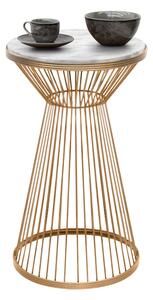 Cresta TopMebel метал - МДФ помощна маса в златен - бял мраморен цвят Ø34,5x58,5cm