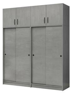 Четирикрилен гардероб Regio TopMebel с плъзгащи врати в бетонно сиво 200x60x240cm