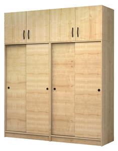 Четирикрилен гардероб Regio TopMebel с плъзгащи врати в цвят дъб 200x60x240cm