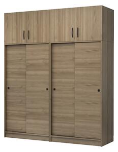 Четирикрилен гардероб Regio TopMebel с плъзгащи врати в цвят орех 200x60x240cm
