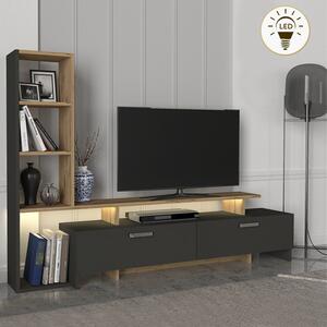 Simal TopMebel меламинов ТВ шкаф с LED в антрацит - цвят сепет дъб 168,2x31,3x120cm