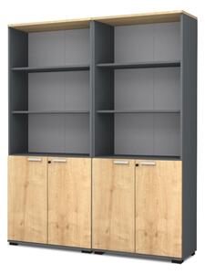 Venturo TopMebel офисна библиотека от меламин в антрацит - дъб цвят 160x40x200cm