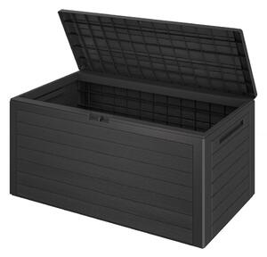 Градинска кутия за съхранение Woody 280 л - антрацит, дървесен ефект, водоустойчива