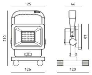 LED Преносим прожектор TIGRA LED/20W/3,7V 4000K IP54 4400 mAh черен/жълт