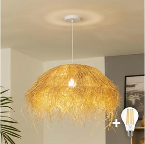 Brilagi - LED полилей на кабел CERIA BOHO 1xE27/40W/230V, Ø 60 см, абажур от рафия