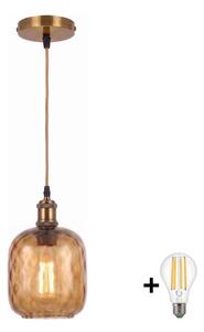 BRILAGI - LED полилей на кабел RETRO GLASS 1xE27/60W/230V pr.14cm злато/опушено кафяво