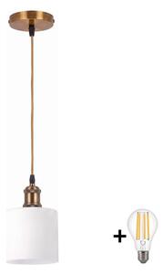 BRILAGI - LED полилей на кабел RETRO GLASS 1xE27/60W/230V Ø 10 см златист/бял
