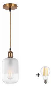 BRILAGI - LED полилей на кабел RETRO GLASS 1xE27/60W/230V Ø 14 см златист/бял