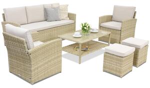 Градински мебели Monaco Coffee 5 + 2 пуфа Garden Point beige