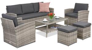 Градински мебели Monaco Coffee 5 + 2 пуфа Garden Point светлосивите