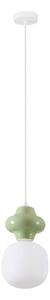 Бяло/светлозелено керамично висящо осветително тяло със стъклен абажур ø 18 cm Clio – Nova Luce