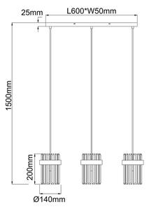 Полилей на кабел VETRO 3xE14/10W/230V златен