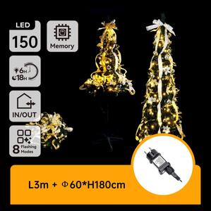 Aigostar - LED външна коледна елха 150xLED/230V 1,8m IP44 бяла/златна топла бяла
