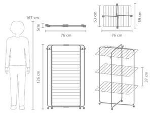 Матово черна сушилня за дрехи 23 m HangOn Tower – Brabantia