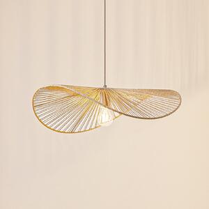 Lindby висяща лампа Valdorin, бежова, хартия, дължина 75 cm, Затъмняване, Бежов, Дневна/трапезария, Хартия / картон, Модерен