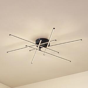 Lindby LED таванска лампа Elviano, Ø 80 cm, черна, 3000 K, Черен, Дневна/трапезария, Алуминий, Модерен