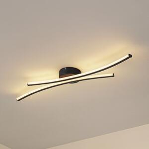 Lindby LED плафон Ravion, 90 cm, черен, 3000 K, Черен, Дневна/трапезария, Алуминий, Модерен