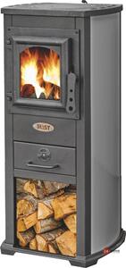 Камина със стоманена врата и плоча Blist EKONOMIK LUX N, Тъмно сива 5-7kW