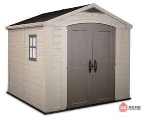 Градинска барака Keter Factor, бежаво-кафява 256x255x243 см, 8x8ft HDPE пластмаса