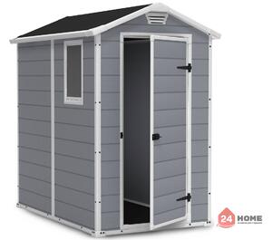 Градинска барака Keter Manor, сива 130x192х198 см, 4x6ft, HDPE пластмаса