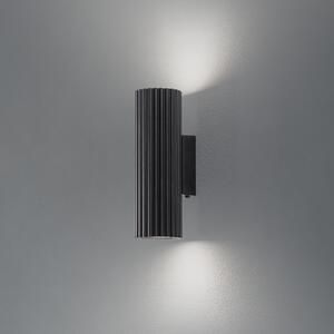 SOLLUX LIGHTING Стенна лампа Carbon, черна, височина 20 см, алуминий, 2 светлини., Затъмняване, Черен, Дневна/трапезария, Алуминий, Модерен