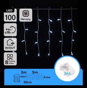 Aigostar LED външен коледен гирлянд 100 LED, 8 функции, 8x0,4m, IP44, студена бя