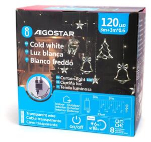 Aigostar - LED външна коледна гирлянда 120xLED/6W/230V/8 функции 3x0,6m IP44 студено бяло+ДУ