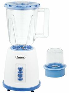 Блендер Rosberg R51162B, 500W, вместимост 1.5l, защита от прегряване, 2 скорости, приставка електрическа мелничка, бял