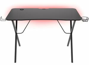 Геймърско бюро Genesis Holm 200 RGB, гейминг, RGB подсветка, поставка за слушалки, поставка за чаша, 3x USB 2.0, черно