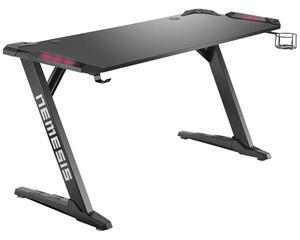 Компютърно бюро Nitro Concepts Nemesis Pro Led, 1400 x 600 x 750 mm, поставка за слушалки и напитка, нивелиращи крачета, два кабелни отвора, LED осветление, черно