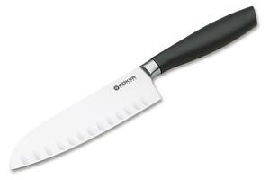 Кухненски нож Boker Solingen Core Professional Santoku with Hollow Edge, 29.5 см, неръждаема стомана, черен