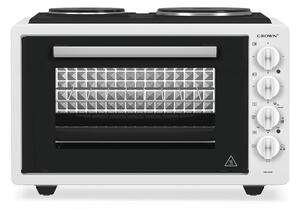 Мини готварска печка Crown CMO-433W, 42л. обем, 2 нагревателни зони, 3 функции, бяла