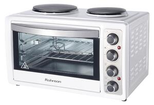 Мини готварска печка Rohnson R-2128, електрическа, 2 нагревателни зони, 28 л. капацитет на фурната, бяла