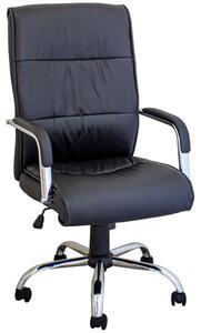 Директорски стол OKOffice Milano, до 130кг. еко кожа, хромирана база, Tilt механизъм, черен
