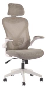 Директорски стол RFG Jolly White HB, до 120кг, дамаска/меш, полипропиленова база, люлеещ механизъм, коригиране на височината, лумбална опора, заключване в позиция, сив