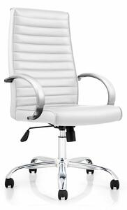 Директорски стол RFG Bright HB (COOL HB/415976), до 130кг, еко кожа, хромирана база, Tilt механизъм, коригиране на височината, заключване в позиция, бял