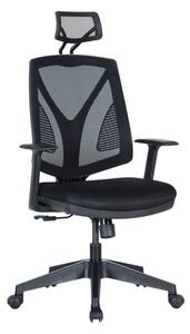 Директорски стол RFG Joy 004 HB, до 120кг. макс тегло, меш дамаска, алуминиева база, опора за глава, лумбална опора, заключване в работна позиция, черен