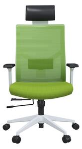 Директорски стол RFG Snow HB, до 120кг. макс тегло, дамаска, лумбална упора, коригиране на височината, облегалка за глава, регулируеми подлакътници, зелен