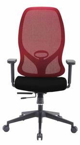 Директорски стол RFG STAR HB, до 150кг, дамаска/меш, люлеещ механизъм, коригиране на височината и дълбочината, газов амортисьор, заключване на облегалката, лумбална опора, черно-червен