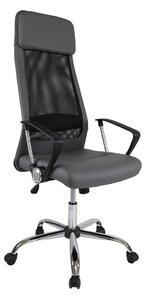 Директорски стол RFG Roby (RJ-9913/PU 45/GRAY), до 130кг, еко кожа, хромирана база, Tilt механизъм, коригиране на височината, заключване в позиция, сив