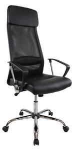 Директорски стол RFG Roby (RJ-9913/PU70-100/BL), до 130кг, еко кожа, хромирана база, Tilt механизъм, коригиране на височината, заключване в позиция, черен