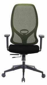 Директорски стол RFG STAR HB, до 150кг, дамаска/меш, люлеещ механизъм, коригиране на височината и дълбочината, газов амортисьор, заключване на облегалката, лумбална опора, черно-зелен